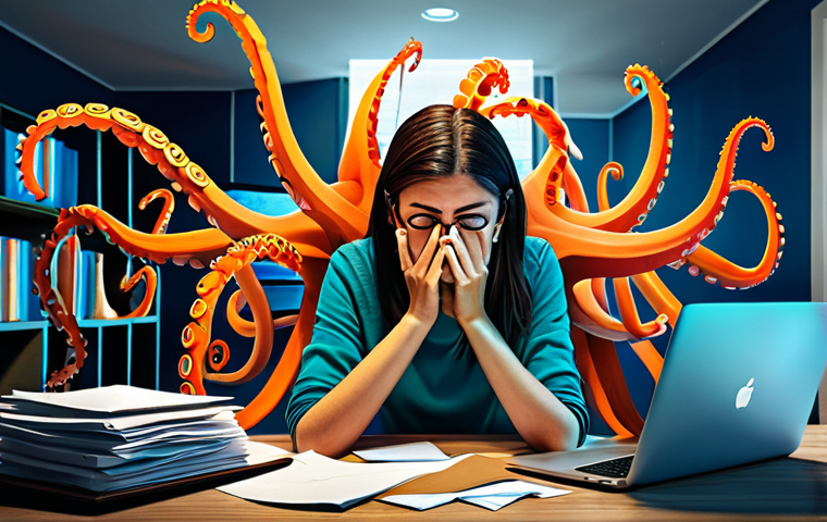 가치 기반 경력에서의 집중력 향상 방법 - The Chaotic Octopus & The Epiphany**
**Prompt:** A vivid, dynamic, and slightly surreal wide shot i...