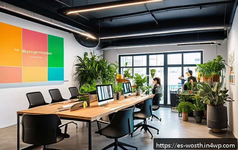 가치 기반 경력의 직업 변화와 적응 - A diverse group of young professionals collaborating in a modern coworking space in Madrid, Spain, s...